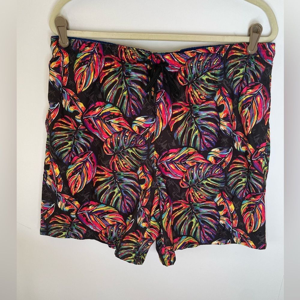 Broken Threads Surf, Tropical Swim Trunks, Sz L black NEW